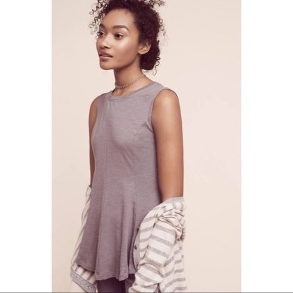 Anthropologie Eri + Ali Evie Pure Cotton Sleevless Peplum Flowing Blouse - Picture 1 of 10